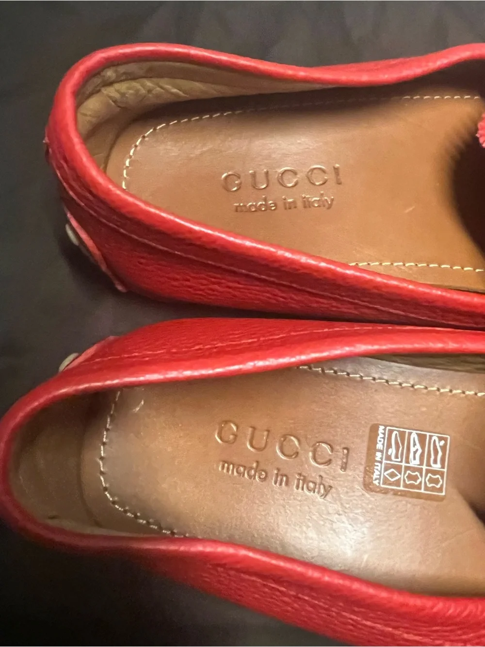Authentic Gucci Red leather loafers size 9.5 G / 10 US
